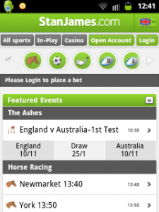 Stan James mobile sportsbook screen shot