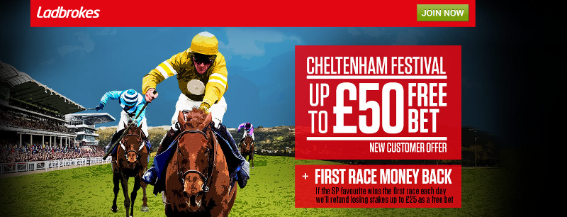 Ladbrokes Cheltenham Festival 50 Free Bet and Money Back Offers March 2024
